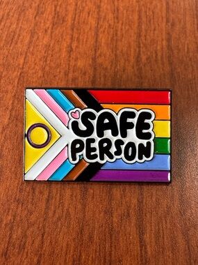 LGBTQ Flag Safe Person Enamel Pin Ally